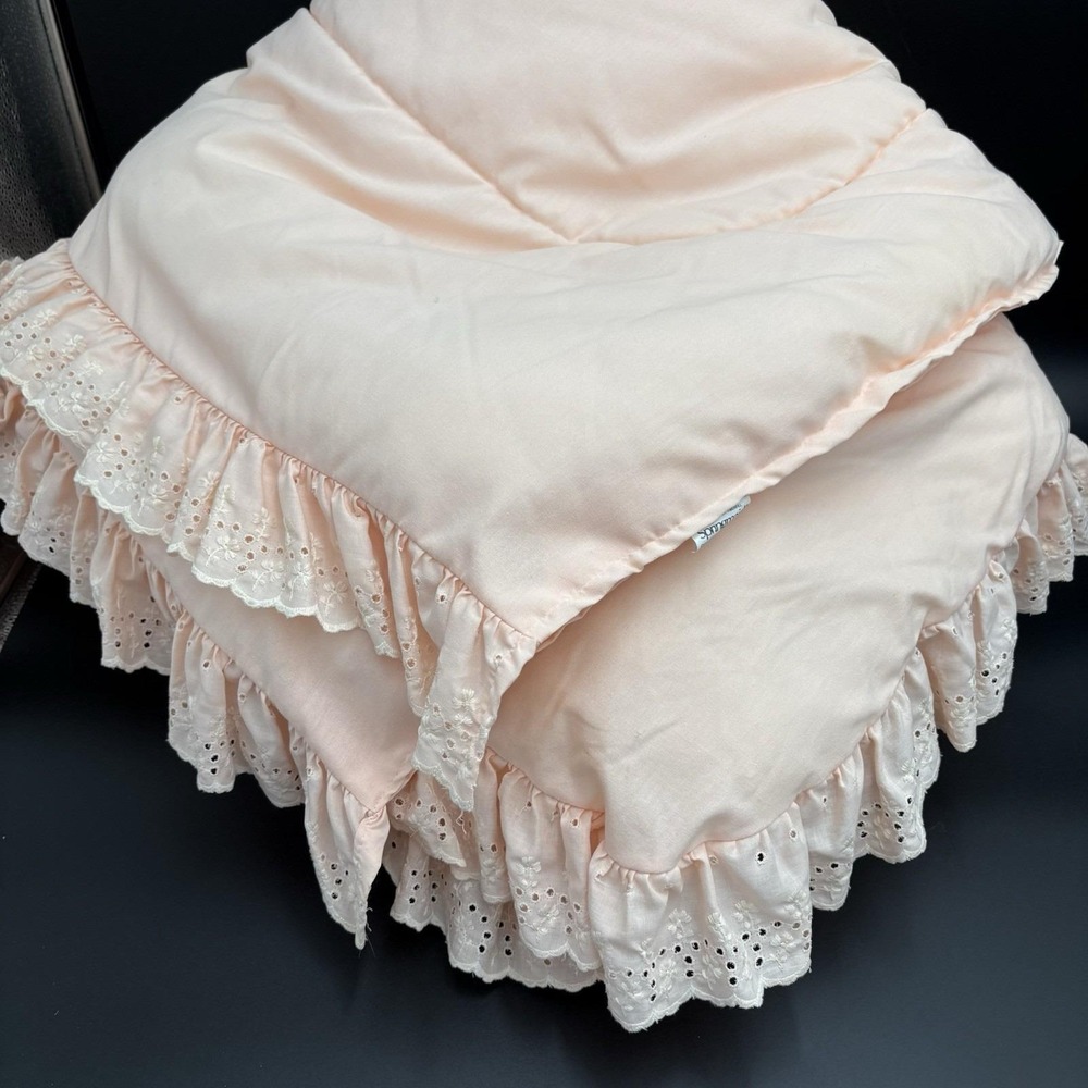 Springmaid Comforter Set Cottage Core Vintage Peach Shams Bed Skirt Full/Double